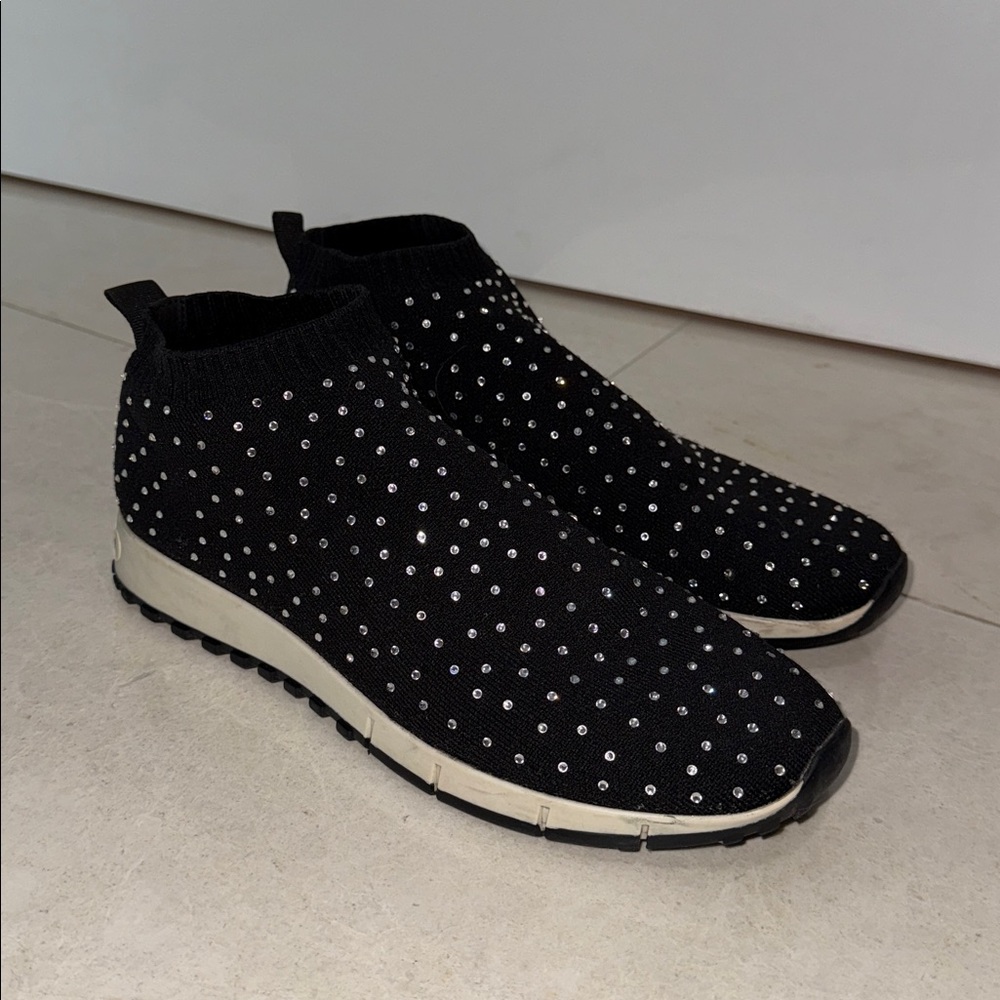 Jimmy Choo Black Bedazzled Sneakers size 10